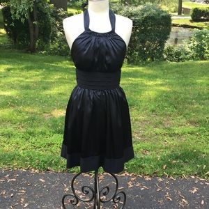 Black satin like cocktail dress